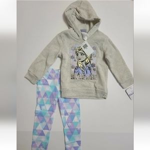 Disney Frozen 2 Two Piece Hoodie Sweatshirt & Tights - Girls Size 2T NWT.